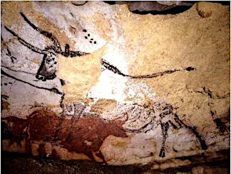 a bull depicted in the Cave of Lascaux, France